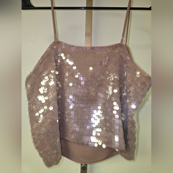 Madewell Sequin Embellished Brown Camisole - Picture 2 of 4